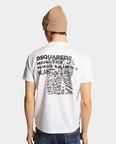  DSQUARED2 - Áo thun nam cổ tròn tay ngắn Ceresio Map 
