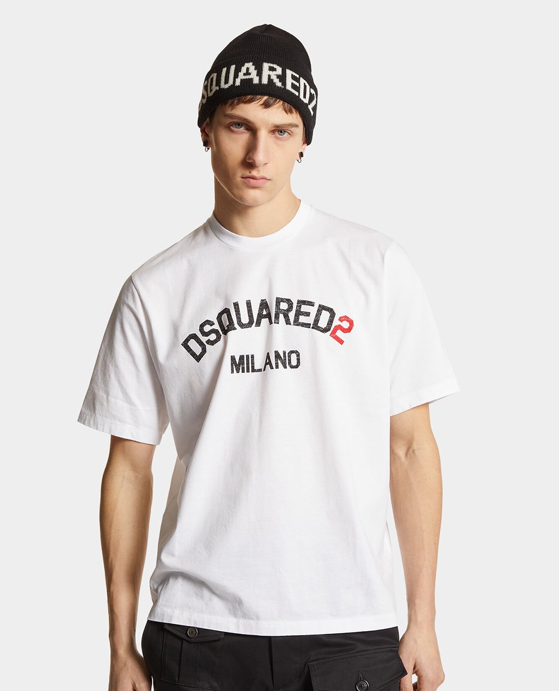 DSQUARED2 - Áo thun nam cổ tròn tay ngắn năng động Rhinestones