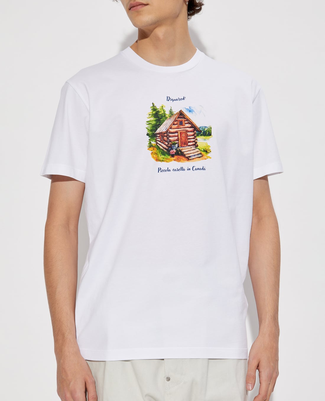 DSQUARED2 - Áo thun nam cổ tròn tay ngắn phối hoạ tiết