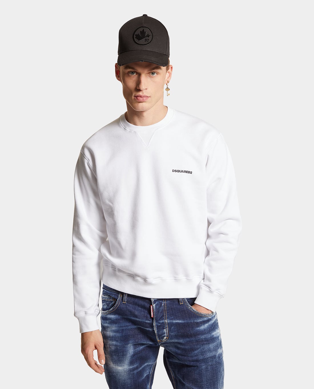 DSQUARED2 - Áo sweatshirt nam cổ tròn tay dài Ceresio Map