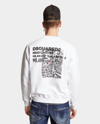  DSQUARED2 - Áo sweatshirt nam cổ tròn tay dài Ceresio Map 