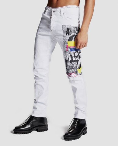  DSQUARED2 - Quần jeans nam họa tiết chữ in 
