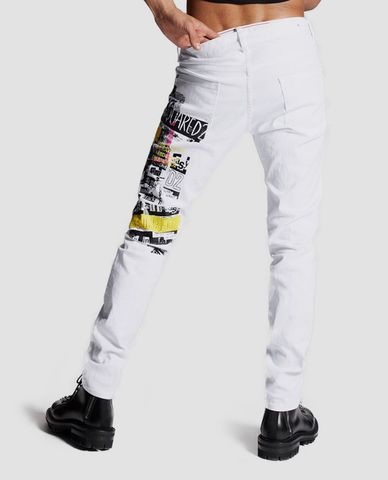  DSQUARED2 - Quần jeans nam họa tiết chữ in 