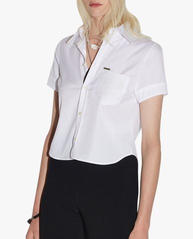  DSQUARED2 - Áo sơ mi nữ tay ngắn dáng lửng Mini 