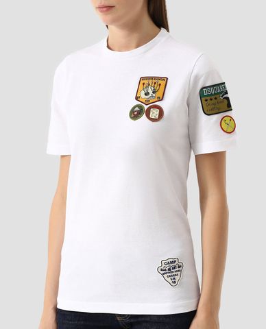  DSQUARED2 - Áo thun nữ cổ tròn họa tiết ngộ nghĩnh 