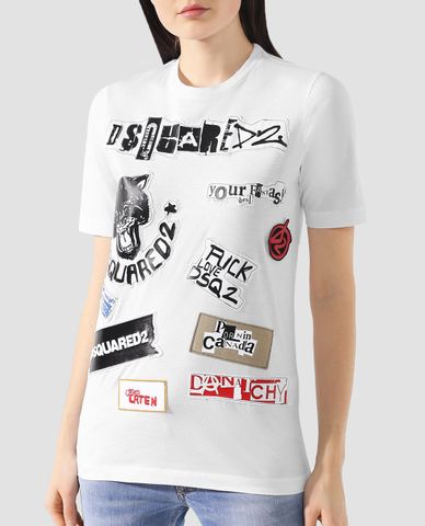  DSQUARED2 - Áo thun nữ tay ngắn cổ tròn Embellished 