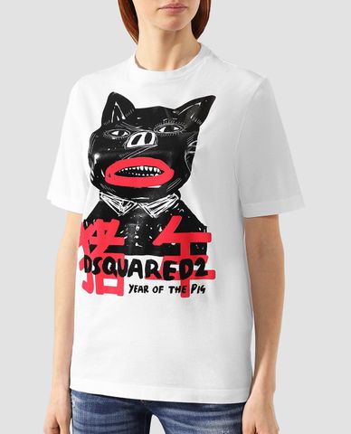  DSQUARED2 - Áo thun nữ ngắn tay cổ tròn Year Of The Pig 
