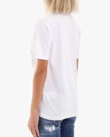  DSQUARED2 - Áo thun nữ phom suông cổ tròn phối hình in thời trang 