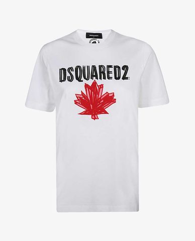  DSQUARED2 - Áo thun nữ ngắn tay cổ tròn phối logo thời trang 