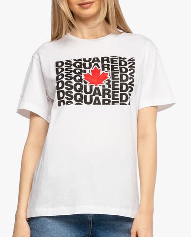  DSQUARED2 - Áo thun nữ tay ngắn phối logo thời trang 