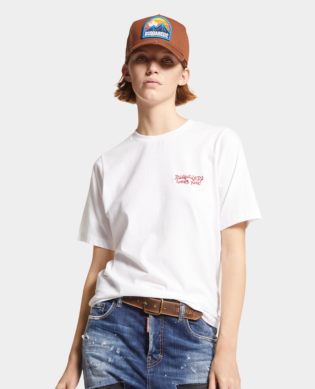 DSQUARED2 - Áo thun nữ cổ tròn tay ngắn Love You Easy