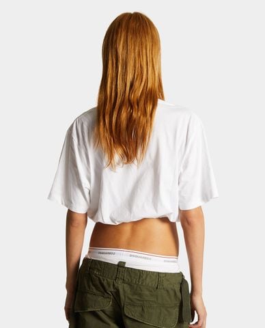  DSQUARED2 - Áo croptop nữ cổ tròn tay ngắn Creppy Doll 