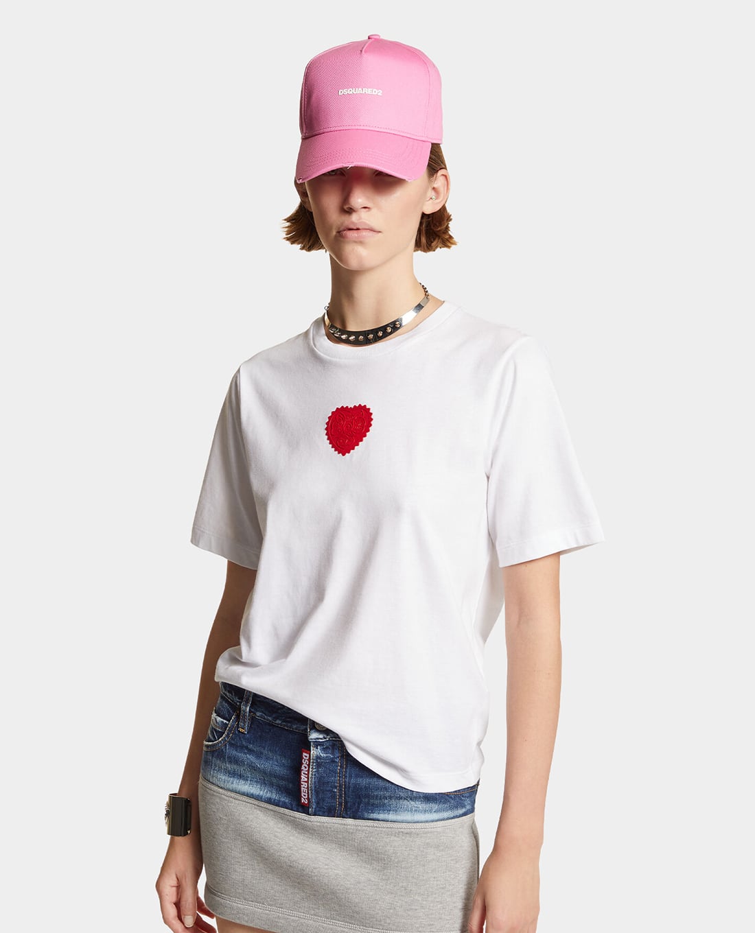 DSQUARED2 - Áo thun nữ cổ tròn tay ngắn Velvet Heart