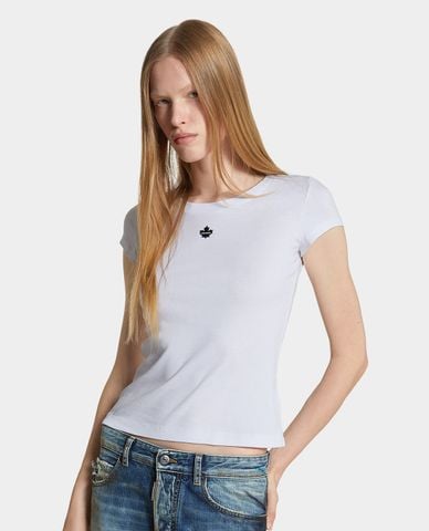  DSQUARED2 - Áo thun nữ cổ tròn tay ngắn Maple Leaf 