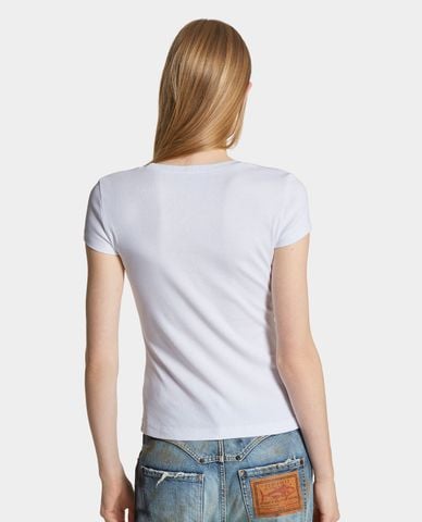  DSQUARED2 - Áo thun nữ cổ tròn tay ngắn Maple Leaf 