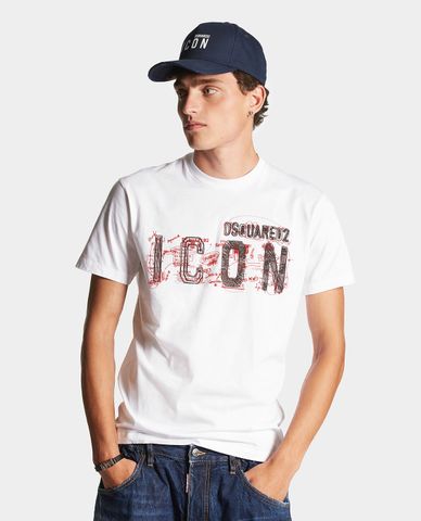  DSQUARED2 - Áo thun nam cổ tròn tay ngắn Icon Scribble Cool Fit 