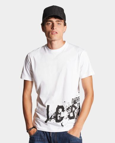  DSQUARED2 - Áo thun nam cổ tròn tay ngắn phối logo Icon Splash Cool Fit 