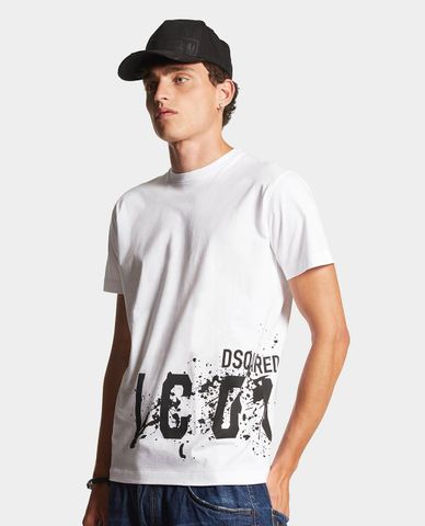  DSQUARED2 - Áo thun nam cổ tròn tay ngắn phối logo Icon Splash Cool Fit 