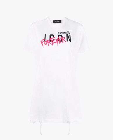  DSQUARED2 - Đầm mini phom suông rút dây Icon Forever 