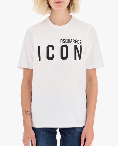  DSQUARED2 - Áo thun nữ ngắn tay cổ tròn Dsquared2 Icon Print 