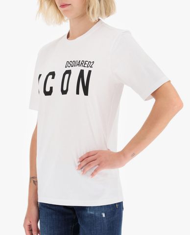  DSQUARED2 - Áo thun nữ ngắn tay cổ tròn Dsquared2 Icon Print 