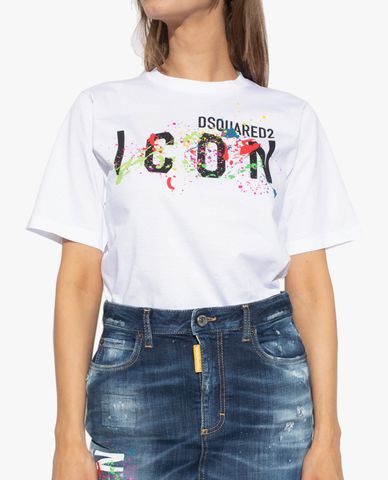 DSQUARED2 - Áo thun nữ tay ngắn cổ tròn phom suông ICON 