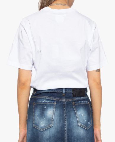  DSQUARED2 - Áo thun nữ tay ngắn cổ tròn phom suông ICON 