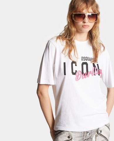  DSQUARED2 - Áo thun nữ cổ tròn tay ngắn Icon Darling 