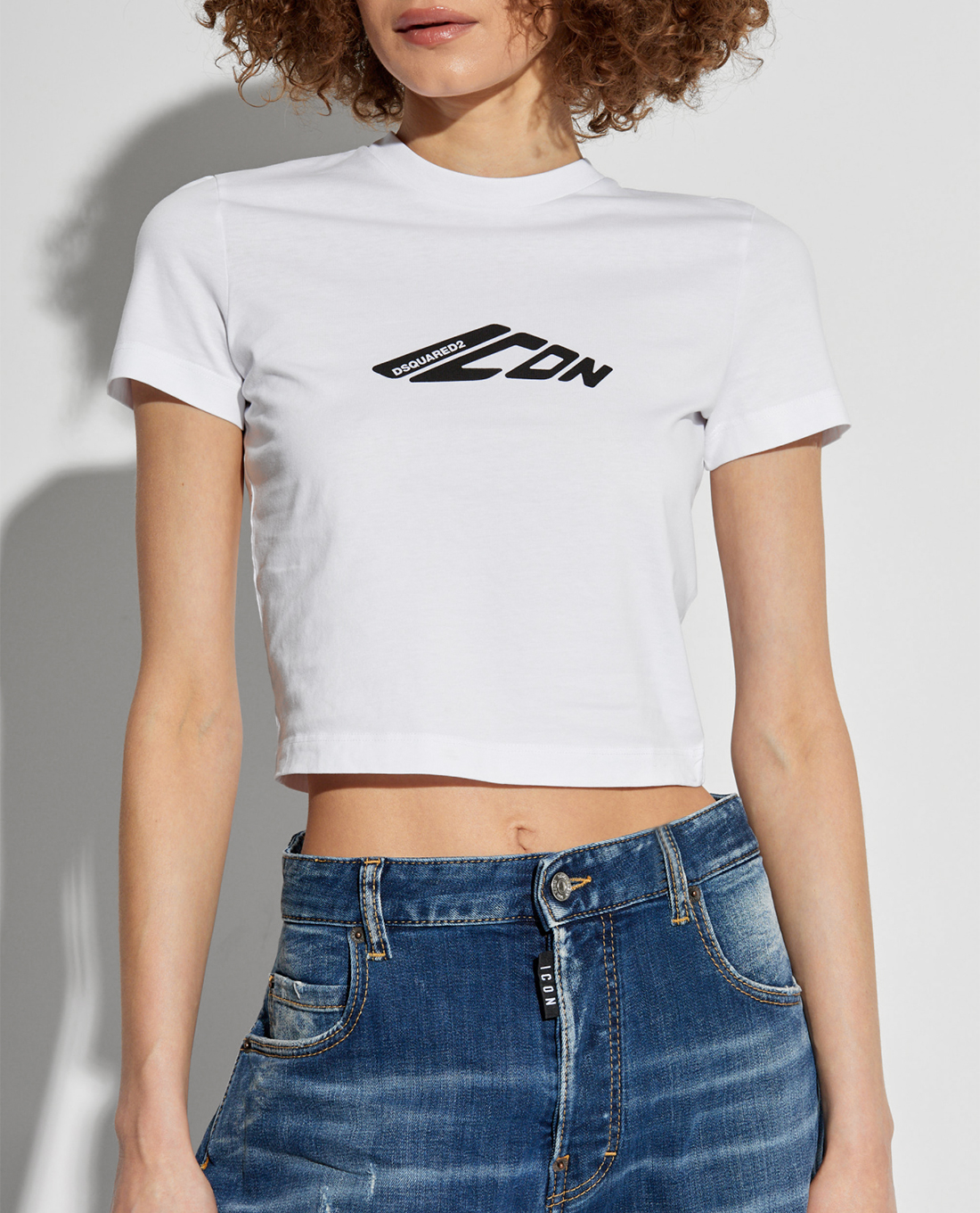 DSQUARED2 - Áo croptop nữ phom ôm tay ngắn