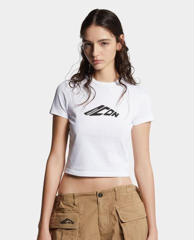  DSQUARED2 - Áo croptop nữ cổ tròn tay ngắn Icon New Generation 