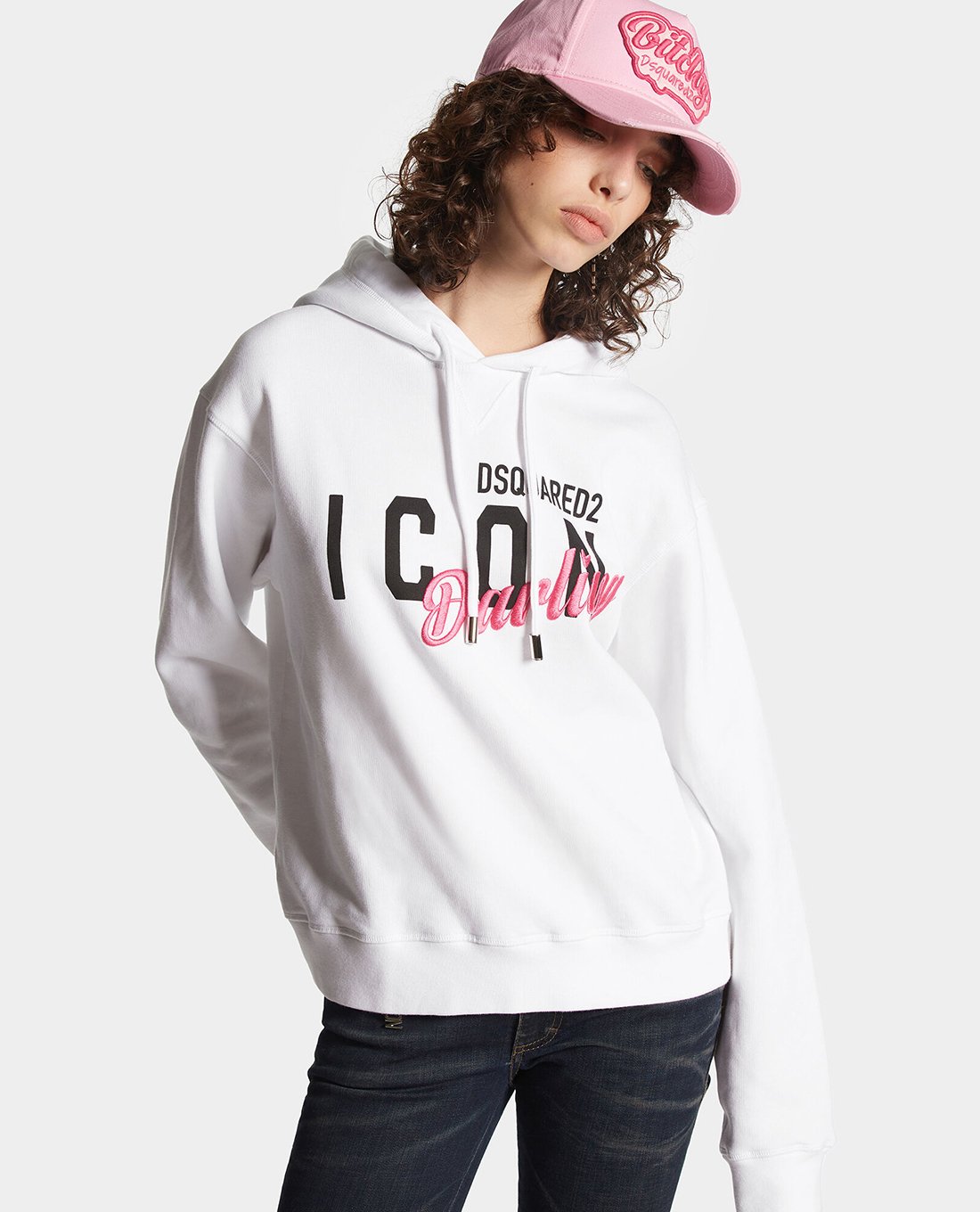 DSQUARED2  - Áo hoodie nữ phối mũ Icon Darling