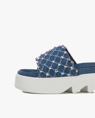  LE SILLA - Dép quai ngang nữ bản rộng đính đá Pool Side 