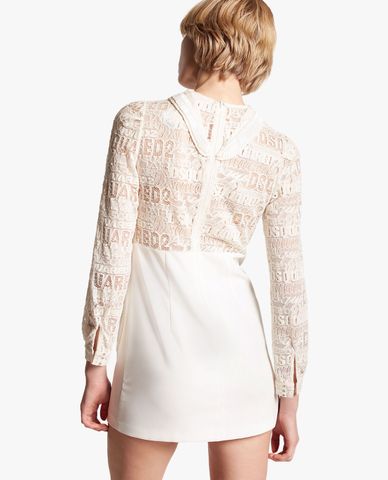  DSQUARED2 - Đầm mini cổ bẻ tay dài Lacey 