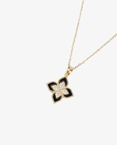  CECI - Vòng cổ nữ chuỗi xích phối mặt đính đá nổi bật 