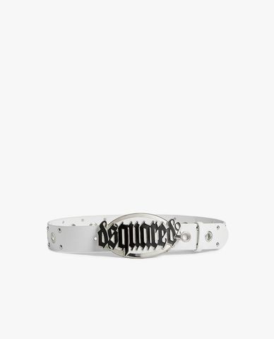  DSQUARED2 - Thắt lưng nữ bản vừa trang trí lỗ cùng logo Gothic 