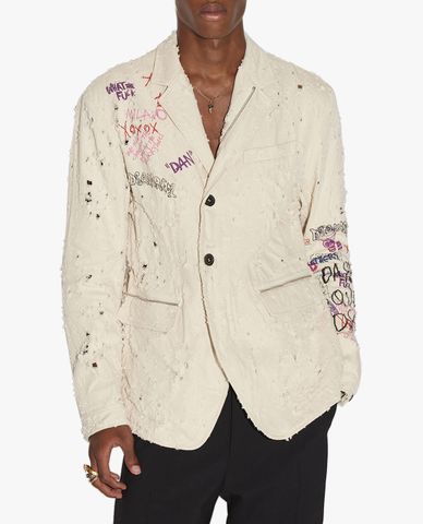  DSQUARED2 - Áo vest nam tay dài rách vải cá tính Military 