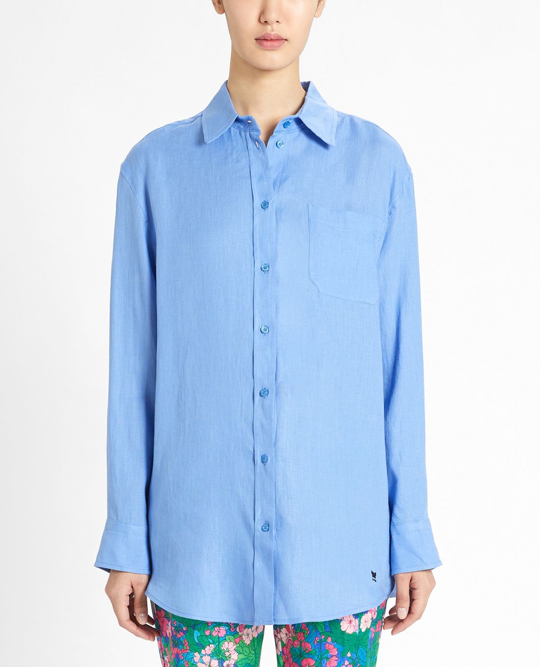 Áo Sơ Mi Nữ Tay Dài Linen Trơn Form Regular 10S21SHLW013 #10 Áo Sơ Mi Nữ Tay Dài Linen Trơn Form Regular 10S21SHLW013