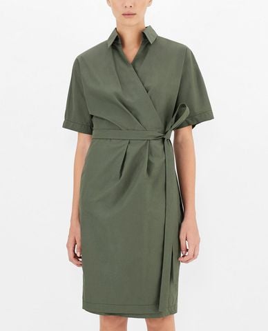  WEEKEND MAX MARA - Đầm midi cổ bẻ ngắn tay Cotton Poplin 