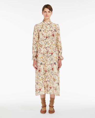  WEEKEND MAX MARA - Đầm sơ mi midi cổ bẻ tay dài phối thắt lưng và hoạ tiết Ciad 