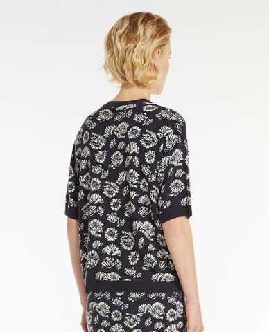  WEEKEND MAX MARA - Áo dệt kim cổ tròn tay lửng phối hoạ tiết Zufolo 