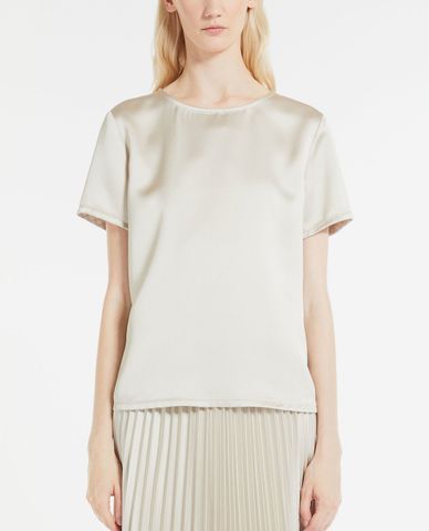  WEEKEND MAX MARA - Áo kiểu nữ cổ tròn tay ngắn Satin Nupar 