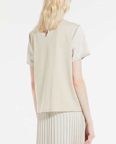  WEEKEND MAX MARA - Áo kiểu nữ cổ tròn tay ngắn Satin Nupar 