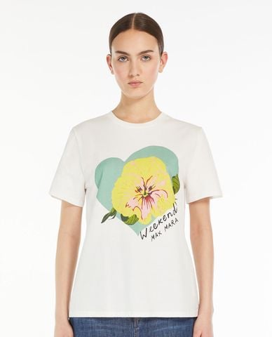  WEEKEND MAX MARA - Áo thun cổ tròn tay ngắn phối hình in nổi bật Yen 