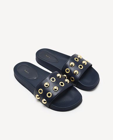  PEDRO - Giày đế bệt quai ngang đục lỗ Navy 