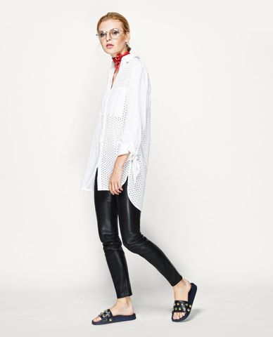  PEDRO - Giày đế bệt quai ngang đục lỗ Navy 