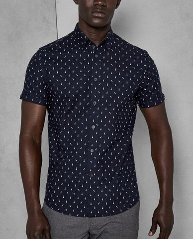  TED BAKER - Áo sơ mi nam tay ngắn họa tiết Musical CPalace 