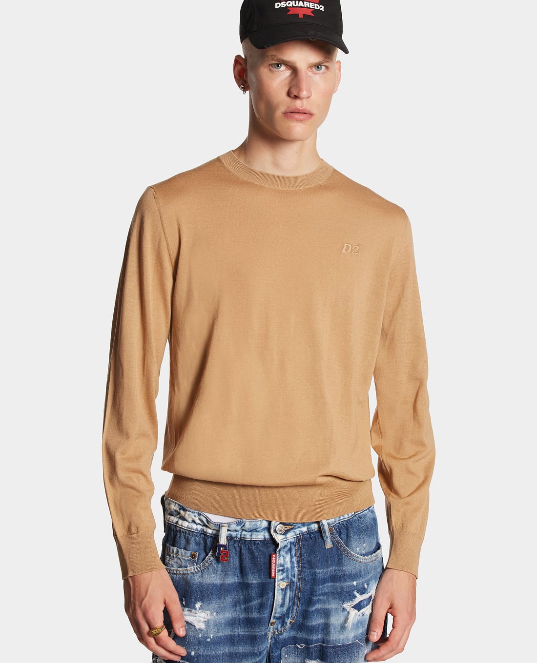 DSQUARED2 - Áo sweater nam cổ tròn tay dài tinh tế
