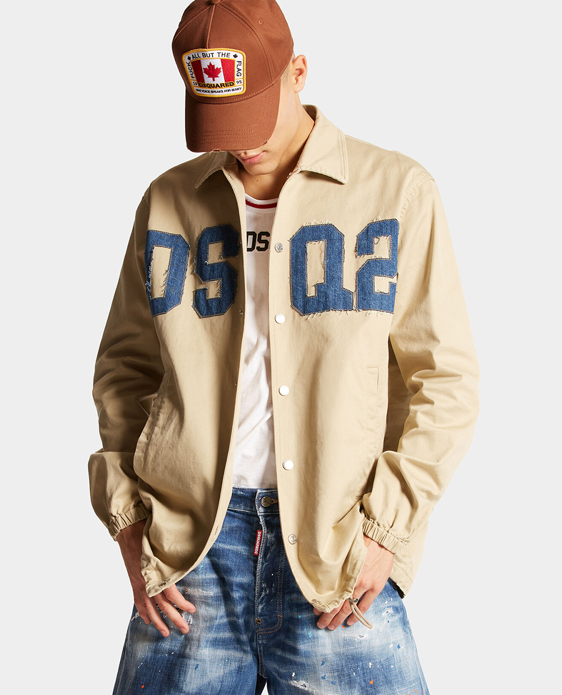 DSQUARED2 - Áo khoác sơ mi nam cổ bẻ tay dài phối logo DSQ2