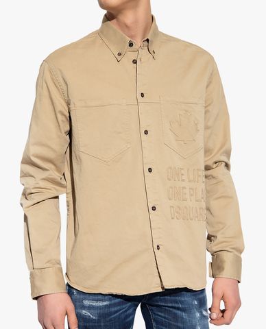  DSQUARED2 - Áo sơ mi nam phom suông tay dài One Life 