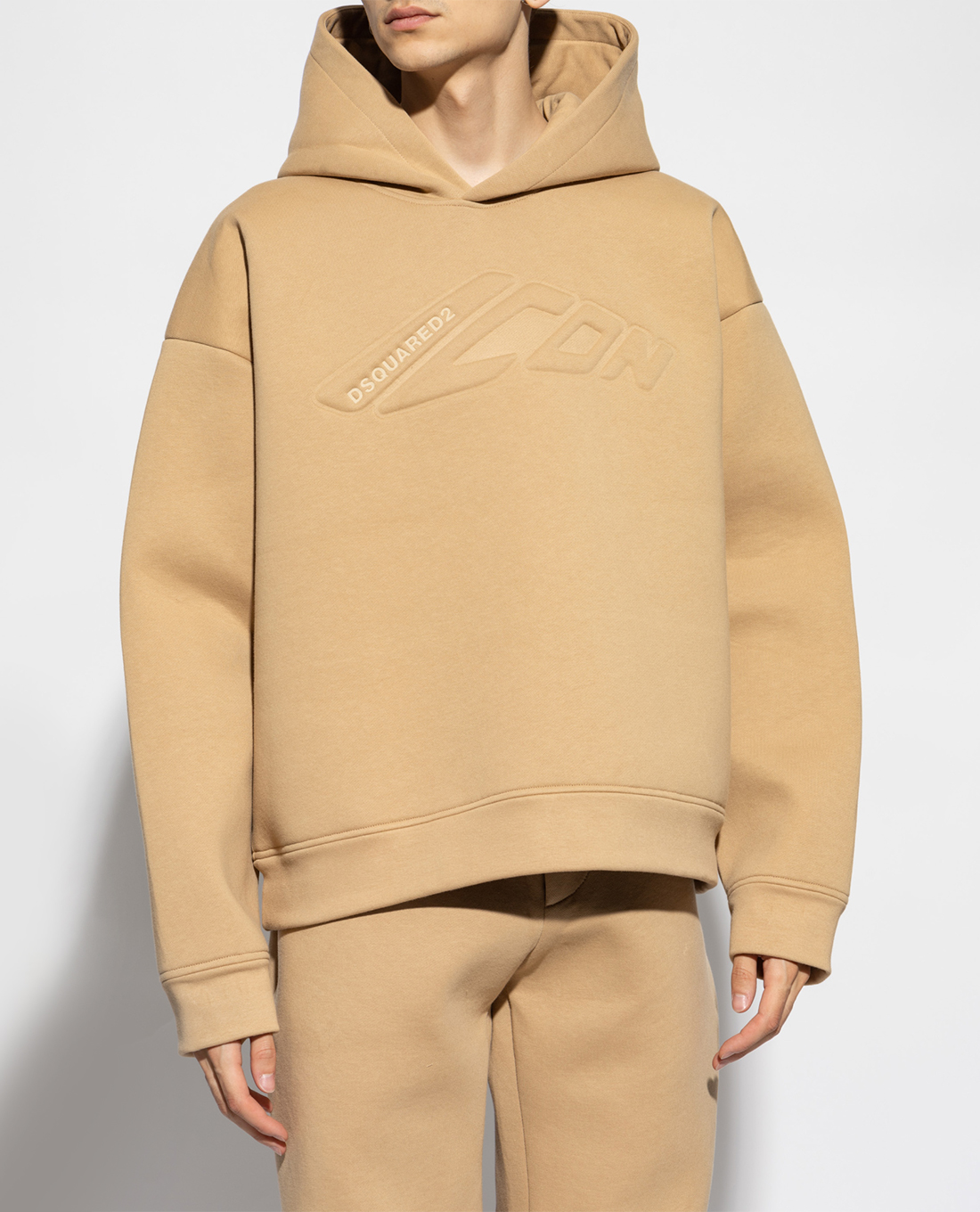 DSQUARED2 - Áo hoodie nam tay dài phối mũ trùm phom suông
